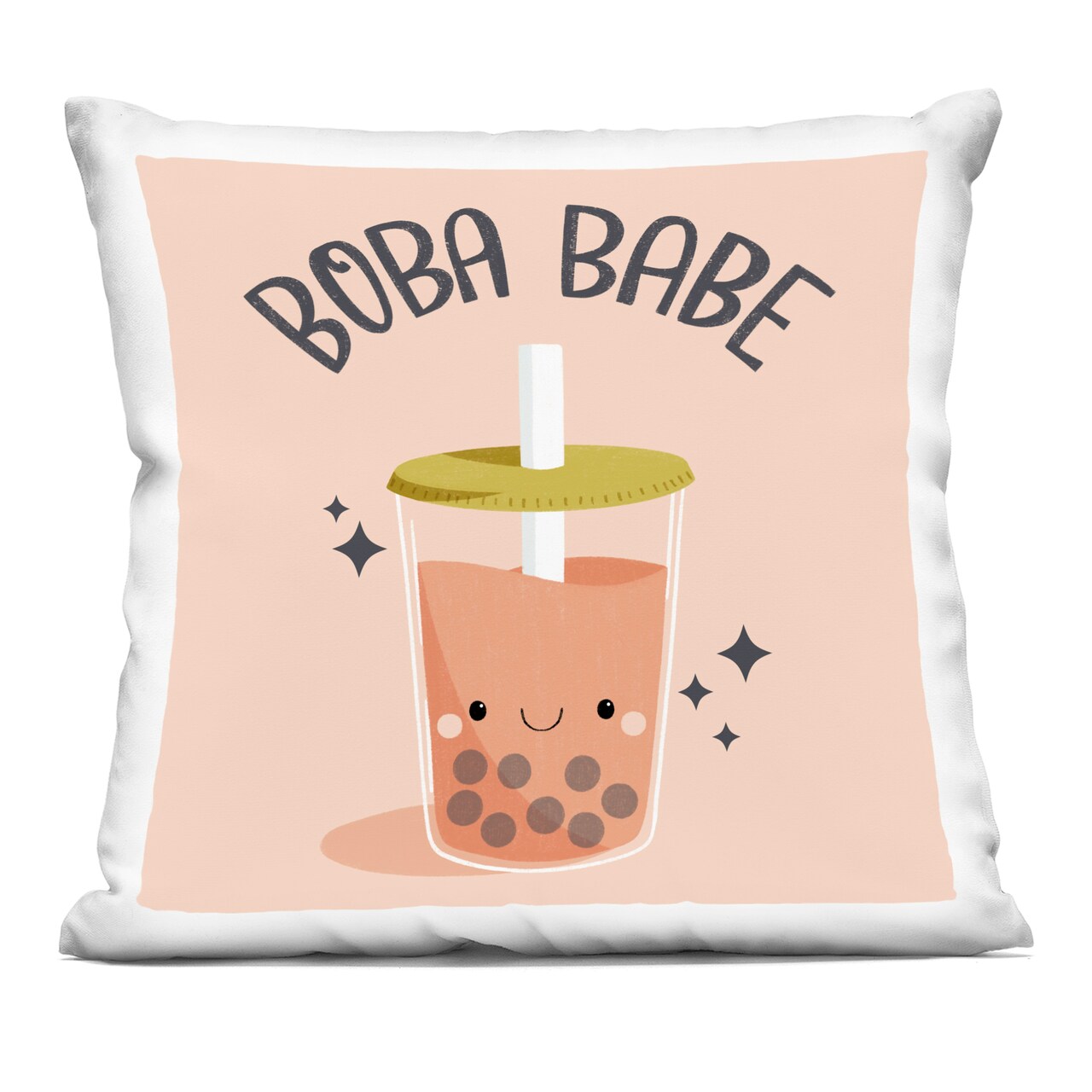 Stupell Industries Boba Babe Bubble Tea Decorative Printed Pillow design by Sarah Hickman, 18 x 7 x 18